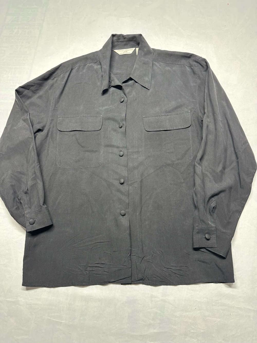 VTG Peter Martin Silk Collection 100% Silk Black Blouse M